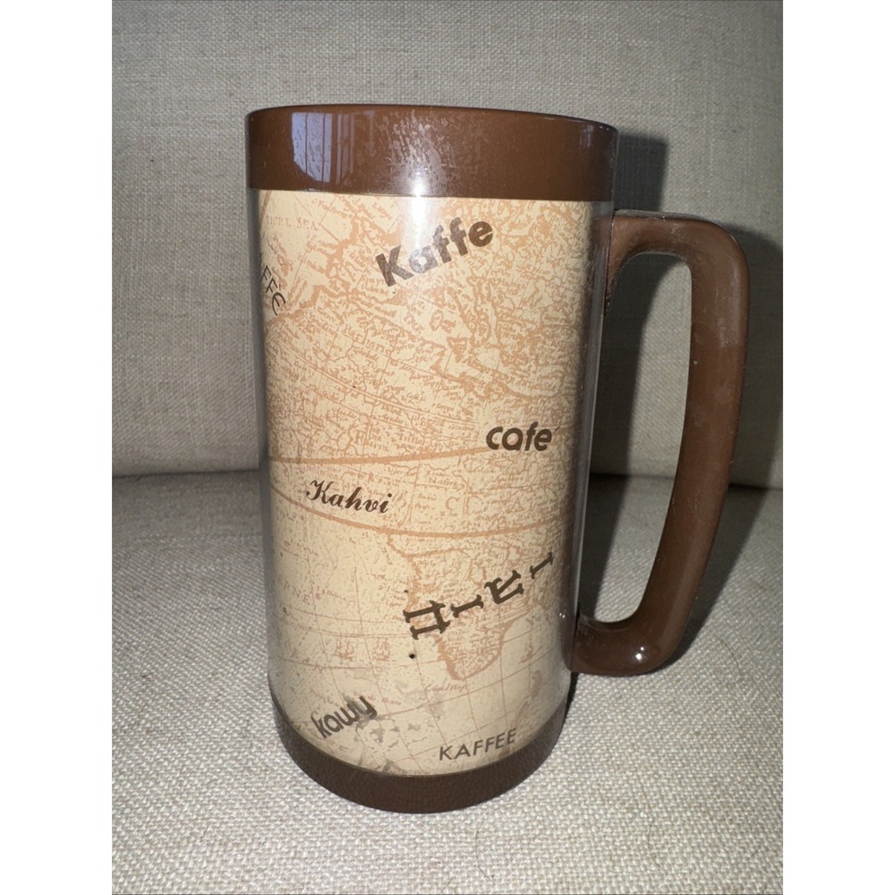 Thermo Serv Vintage‎ 1970s Plastic Insulated Coffee Cup International Languages
